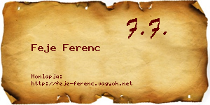 Feje Ferenc névjegykártya